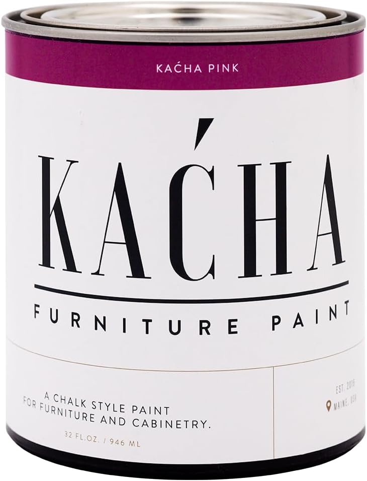 Kacha Furniture Paint | Pink Chalk Style Paint for Furniture, Cabinets, and Crafts | Quart - 32 oz | Kacha Pink | Low VOC | Matte | (Topcoat Required)