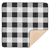 Linda alfombra de juego plegable para actividades de bebé en interiores y exteriores, ligera, para tiempo de barriga y gatear para bebés pequeños, 50 x 50 pulgadas, color blanco y negro