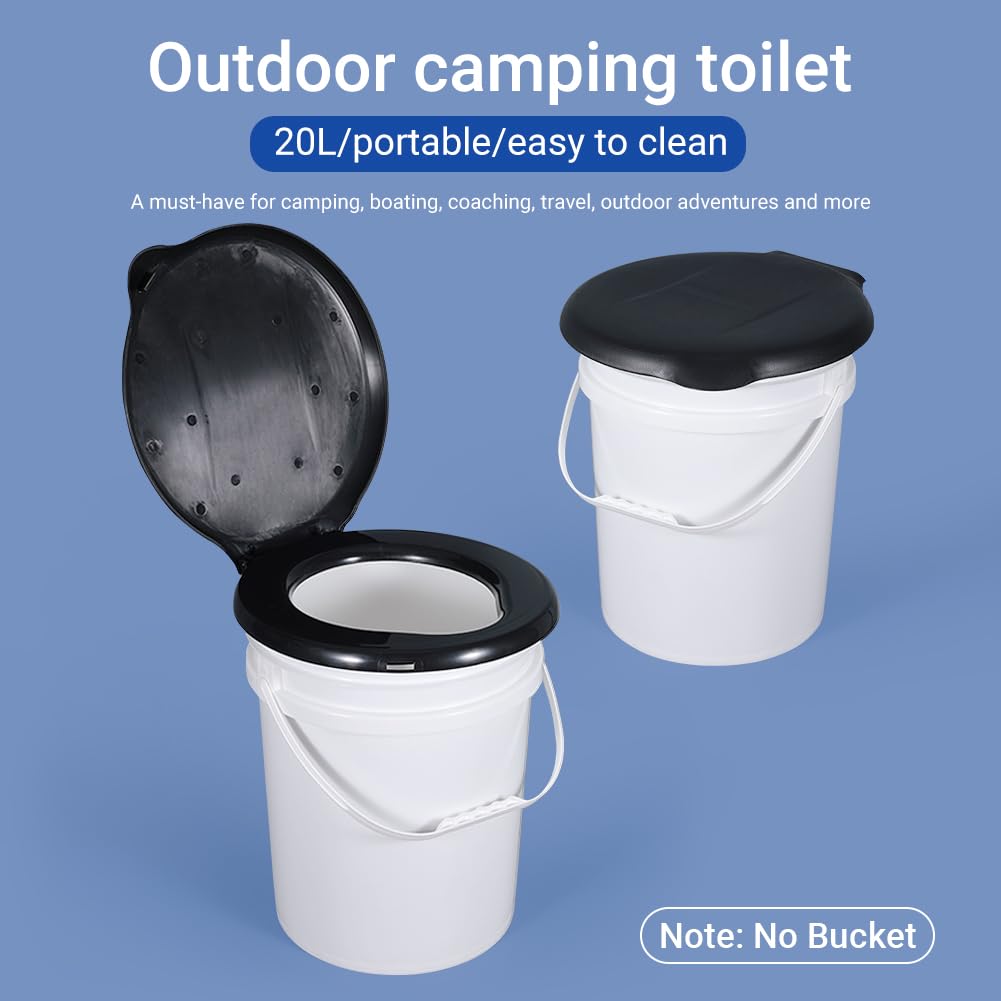 ASEVAT Portable Toilet for Camping, 5 Gallon Bucket Toilet Seat with Lid for Hiking, Emergency