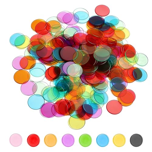 xolaer 600 PCS Transparent Jeton de Bingo ø 19 mm, Jetons Loto de Plastique, Marqueur Bingo Colorém Jeu Éducatif pour Enfants pour Apprendre à Compter et Classer, pour Fêtes Familles Jeux Ecoles etc