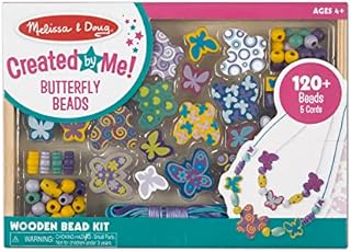 Melissa & Doug Butterfly Necklace Craft Bead Set | Wooden Beads for Jewellery Making Kit | Arts and Crafts for Kids Age 5 | Friendship Bracelet Making Kit for Girls or Boys | 4 Year Old Girl Gifts