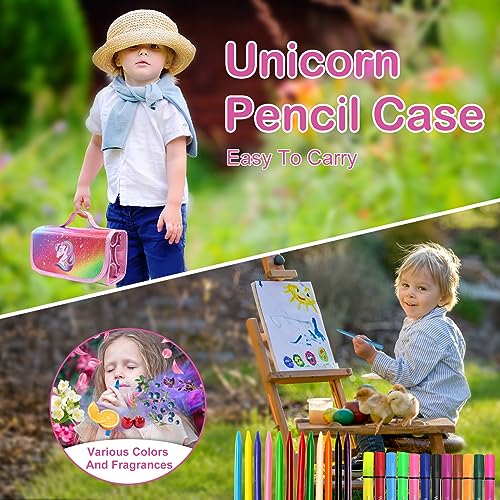 Unicorns Gifts For Girls 4 5 6 7 8 Year Old, 66Pcs Coloring Markers Kit With Unicorn Pencil Case, Girl Toys Unicorn Art Supplies Scented Markers For Kids, Birthday Christmas Gifts For 4-9 Years Girls #TOP6
