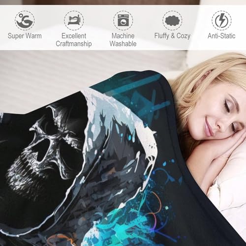 Manta de franela con calaveras 130x180 cm para sofá y cama 6