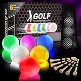 SUOHUI Glow in The Dark Golf Balls Light up Led Golf Balls for Night Gift Sets for Kids Men Women 6 Colors Personalized 6 Pack