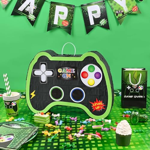 WERNNSAI Videospiel Pinata - Gamecontroller Pinata Geburtstag Junge Kinder Gaming Piñata mit Stock Augenbinde Gamer Geburtstagsdeko Game Partyspiele