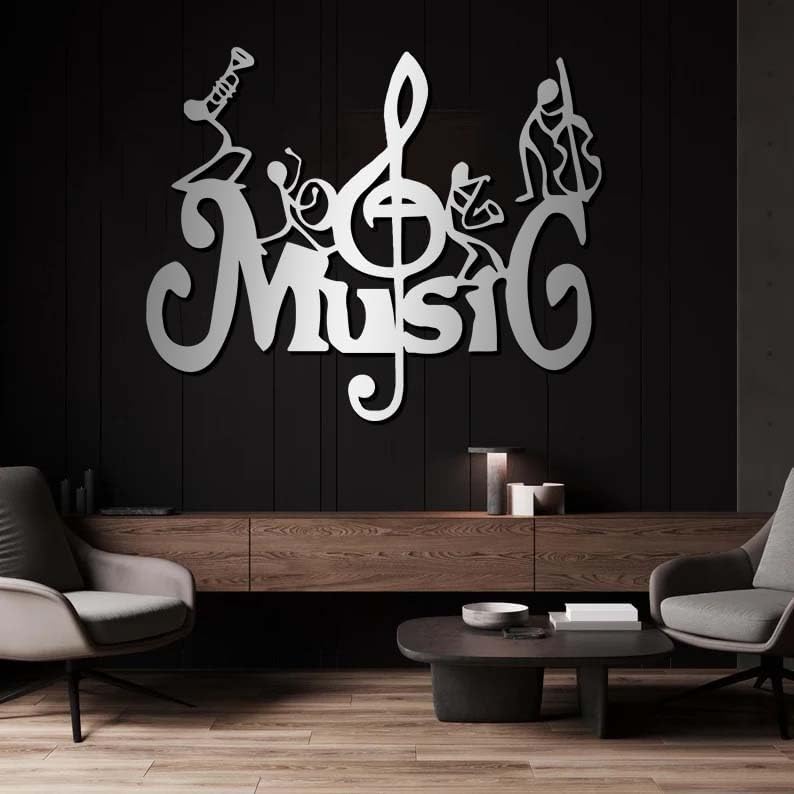 Miniatura 6 de Arte de pared de metal, notas musicales, decoración de pared musical, letreros para decoración de pared, decoración de pared, arte de pared