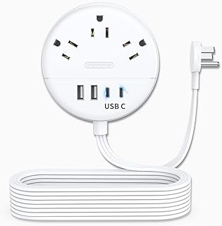 Flat Extension Cord 15 ft, NTONPOWER Flat Plug Power Strip with 3 Outlets 4 USB Ports(2 USB C), Ultra Thin Flat Plug Extension Cord, Wall Mount Outlet Extender Long Cord for Indoor Home Office Room