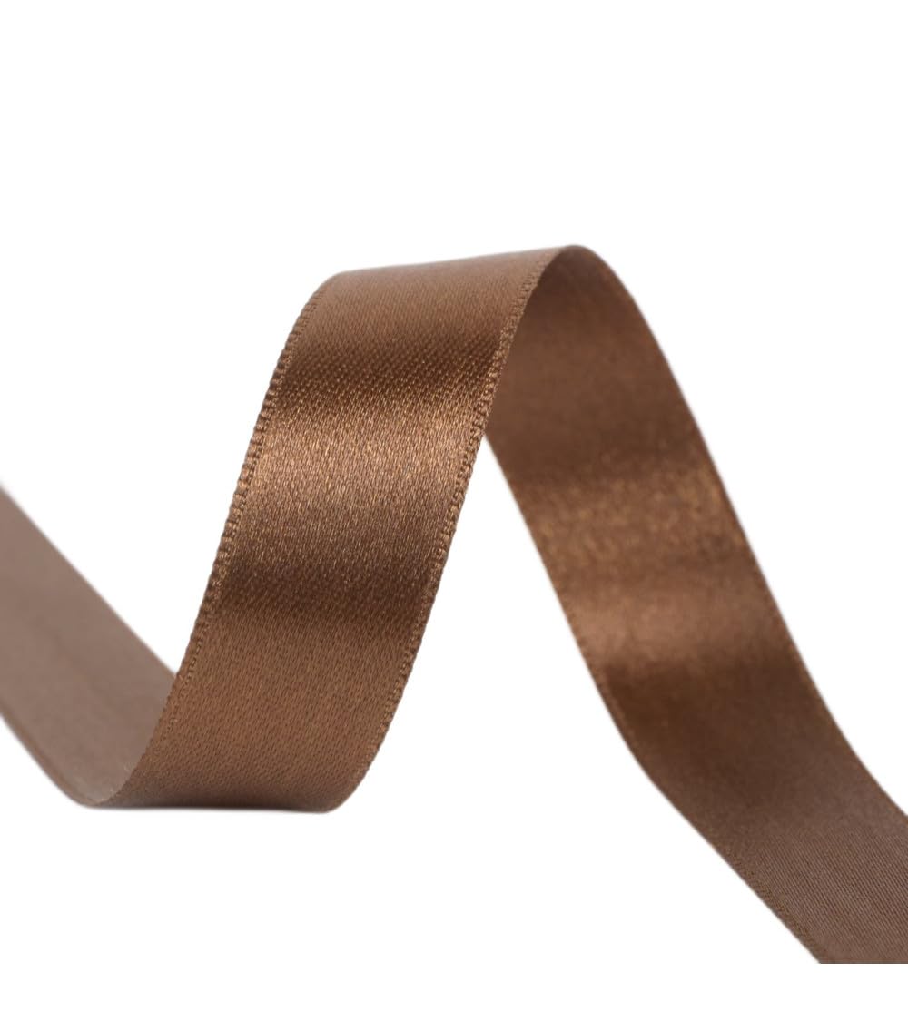 Bobina 40 m nastro di raso double face realizzato in Francia marrone verde - misura 50 mm