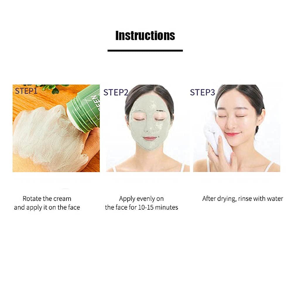 YCNASSS 2 PC Green Tea Stick Mask Purifying Clay Face Moisturizer Oil Control Deep Cleansing & Nourishing for Women and Men