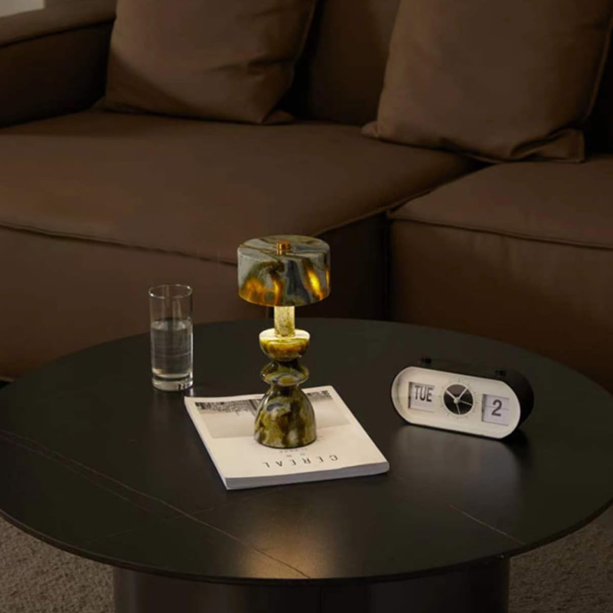 MIXL-Green Jade Marble Touch Lamp,Art Deco Table Light,Nordic Style Desk Lamp for Bedside Office and Living Room