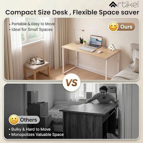 Image of Artikel Foldy Wooden Foldable Study Table Computer Desk for Home Office| Compact Portable Writing Desk for Students, Adults| No Assembly Folding Laptop Table, Workstation & PC Desktop Tables 80*40cm