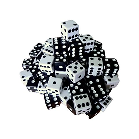 Discount Learning Supplies 100 Black and White Dice with Free Dice Bag Cover