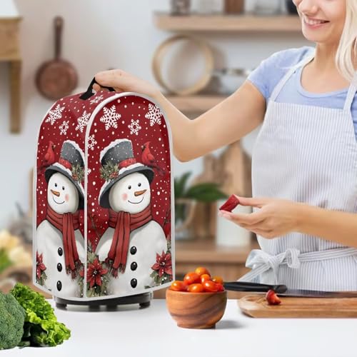 Image of Talayituse Cardinal Snowman Print Blender Dust Cover, Fingerprint Protection Cover for Stand Mixer or Coffee Machine, Home Kitchen Appliance Covers for Stain Dust Resistant Supplies Christmas Decor