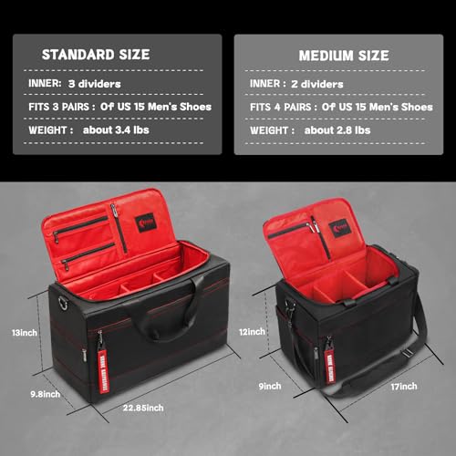 Sneaker Bag for Travel/Sneakerhead gift/Outdoor Sports Bag/Gym Bag, Medium-Size Multi-functional Travel Duffel Bag with 2 Adjustable Dividers, & Shoulder Strap, Made of Nylon, by Krone Kalpasmos-Black2