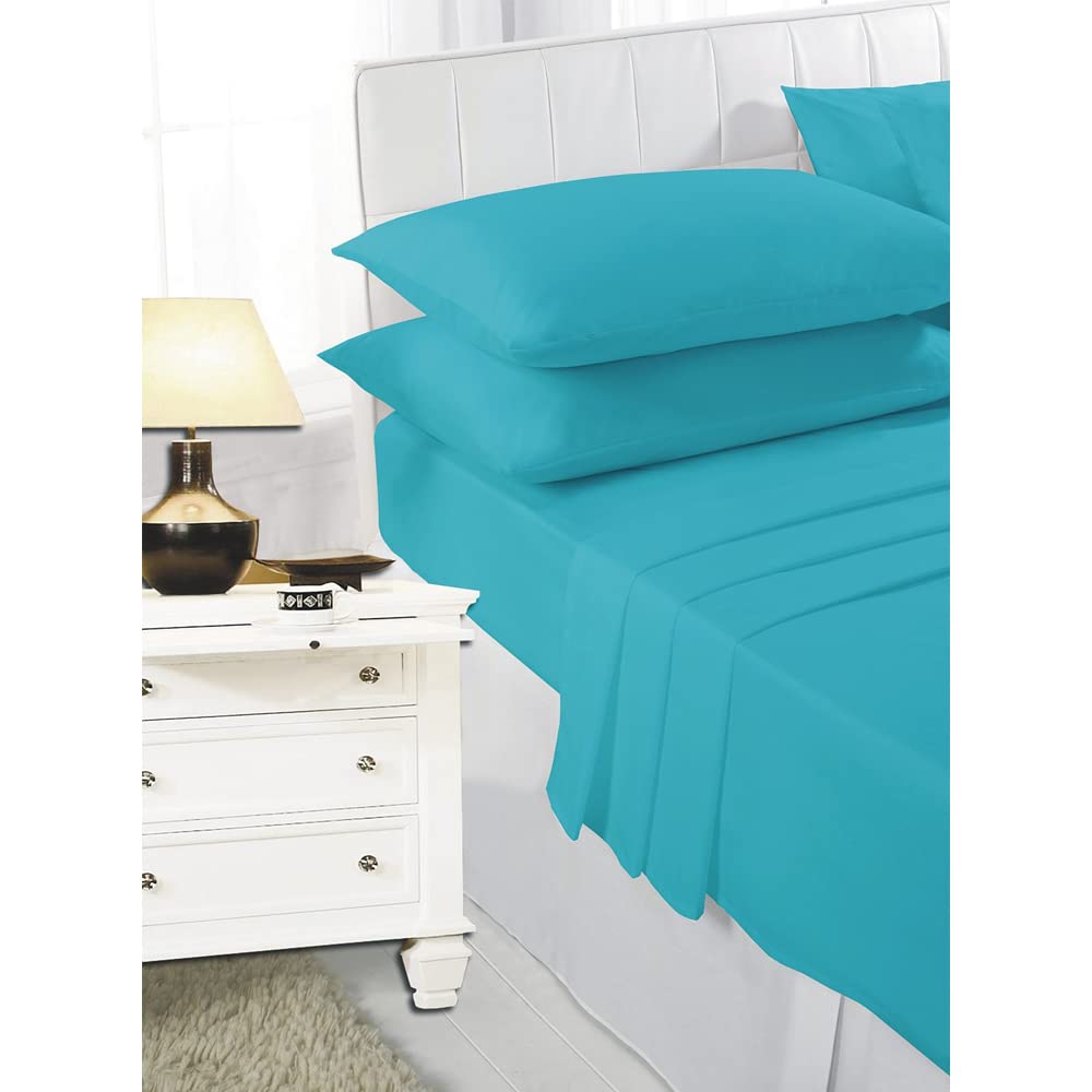 Slumber Nights Extra Deep Fitted Sheet Bed 15 Inch Deep Fit Polycotton Plain Mattress Cover (Teal, Single)