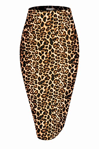 Women's Premium High Waist Nylon Ponte Stretch Office Pencil Skirt