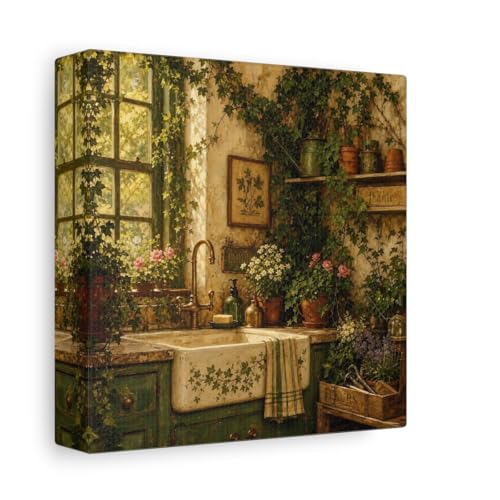 Tableau peinture de serre 15x15 cm style vintage pour déco cuisine et coin petit-déjeuner