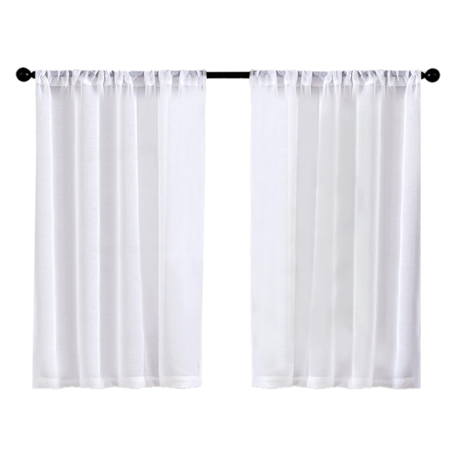 Werownsgso 2PCS White Tulle Curtains 25x36 Inch Drape Kitchen Insulated Mesh Curtains Semi-Transparent Blackout Cafe Short Window Shade Suitable For Bathroom Cabinets Laundry Room Kitchen