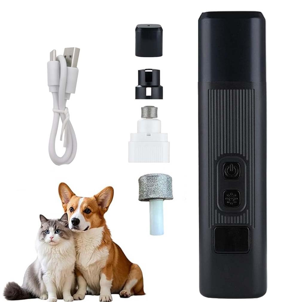 Catlabo Cat Nail, Catlabo Safe Cut Cat Nail Trimmer, Two Adjustable with 360° Grinding Settings, Low-Vibration Ultra-Quiet 2 in 1 Dog Nails Clippers for Large Medium Small Dogs Cats (Black)