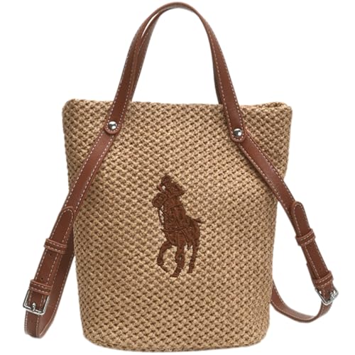 Bolso grande de playa de paja tejido para mujer