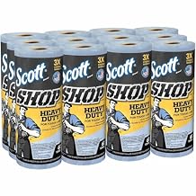 Scott Shop Original Heavy Duty Towels 32992, Blue, Cloth-like Paper Towel for Solvents, 10.4"x11" Wipe 12 Rolls of 60 Sheets, 720 Sheet Total