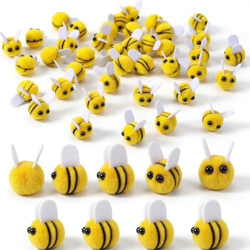 JININOSEU 50 Stück Filzen Biene Deko Kleine Bienen Deko für DIY Handwerk Anhänger Hut Deko Kostüm