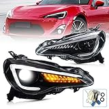 VLAND Dual Beam Headlights Compatible with 2013-2018 Toyota 86 2013-2016 Scion FR-S 2013-2018 Subaru BRZ with Amber Sequential YAA-FT86-0297H