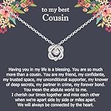 NOURISHLOV Cousin Gifts for Women, Sterling Silver Infinity Interlocking 2 Hearts Necklace for Cousin, Cousin Birthday Gifts for Cousins Female, Christmas Jewelry