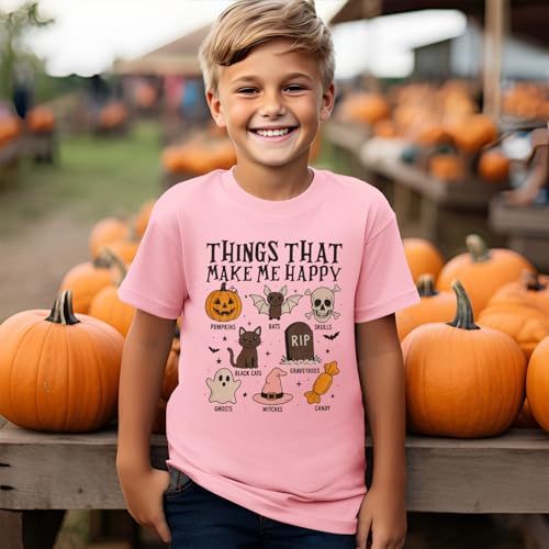 KEKEMI Kid Boys Girls Halloween Shirts Things That Make Me Happy T-Shirt Funny Spooky Season Outfit Short Sleeve Tees Tops4