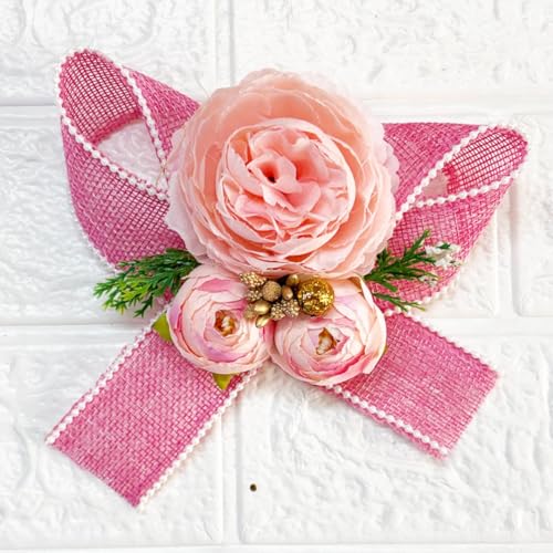 Image of ADIKALA Handmade Artificial Big Peonies 3 Flower Bunch for Trousseau Packing, Ready to use Flower Brooch Hamper for Decoration, Gift Wrapping Flowers (6, Baby Pink D2)