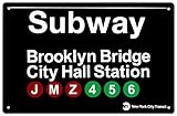 New York City Subway Brooklyn Bridge City Hall Metal Sign