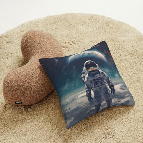 Housse de coussin astronaute velours côtelé : solution confort canapé