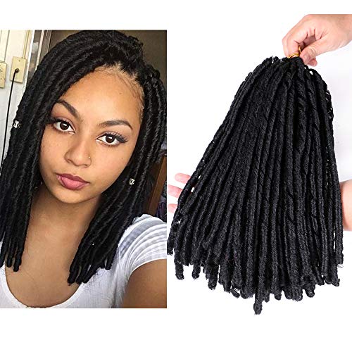 Crochet Dreadlocks Hair Extensions Soft Locks Crochet Synthetic Braiding Hair Bulk Crochet Braids Hair 14inch 70g/Pack (#1B 6 Packs)