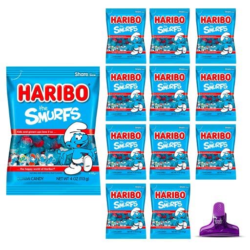 Haribo Gummy Bears Smurfs Gummi Candy Pack of 12 4Oz