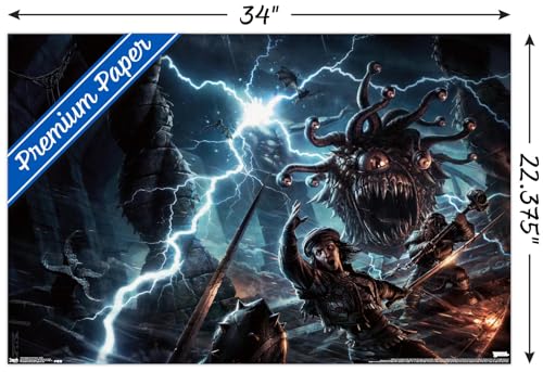 Poster de qualité supérieure Donjons et Dragons Battle avec support mural