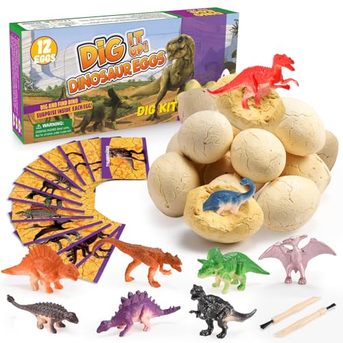 iKidiki Spielzeug ab 4 5 6 7 8 9 10 Jahre Junge Geschenk Junge 4-10 Jahre Ausgrabungsset für Kinder Dinosaurier Spielzeug Ostergeschenke für Kinder Dino Eier zum Ausgraben