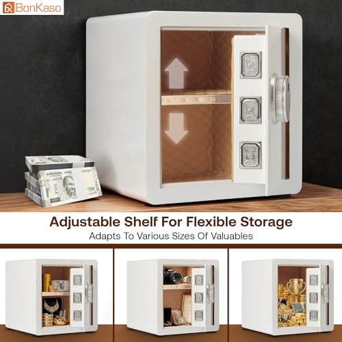 Image of BonKaso 43L Smart Security Safe | Fingerprint PIN Key Access | Adjustable Shelves | Heavy-Duty Metal | Built-in Alarm | Home Office Storage Safe
