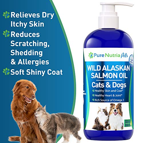 Wild Alaskan Salmon Oil for Dogs 32oz Pump Bottle: Omega 3 Fish Oil for Dogs & Cats, Reduces Shedding, Supports Skin, Coat, Joints, Heart, Brain, Immune System, 100% Pure Salmon Oil - That\'s All ! - Thumbnail 7