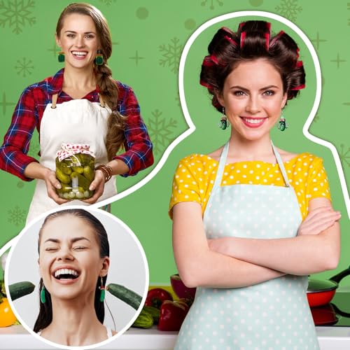 Nosiny 24 Pairs Christmas Pickle Earrings Xmas Acrylic Pickle Jar Drop Dangle Earrings Bulk Just Dill with It Santa Cucumber Funny Cute Weird Jewelry Gifts for Women Christmas Holiday Party4