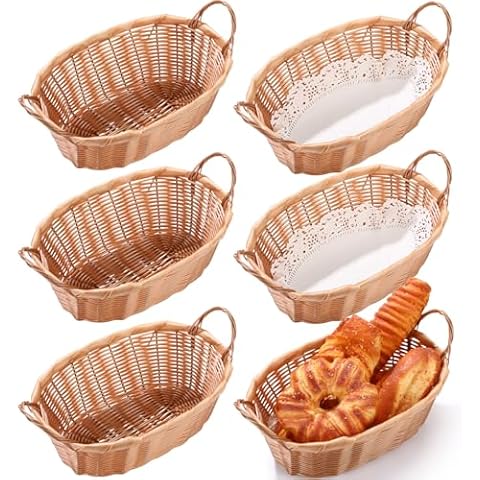 Tioncy 6-Piece Wicker Bread Baskets Cover