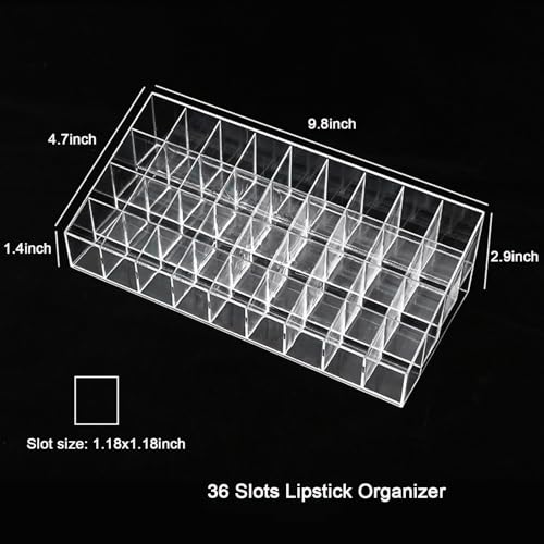 Image of Lipstick Organizer 36 Slots Plastic Clear Cosmetic Display Holder for Lip gloss Chapstick Perfume Nail Polish Essential Oil
