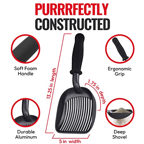 iPrimio 猫トイレ用スコップ 大型スコップ 握りやすいソフトハンドルで手が痛くならない 使いやすい 猫砂スコップ スクープモンスター 大きい シャベル 特許取得 ネコトイレ 黒 猫砂のお手入れ 丈夫 3枚目