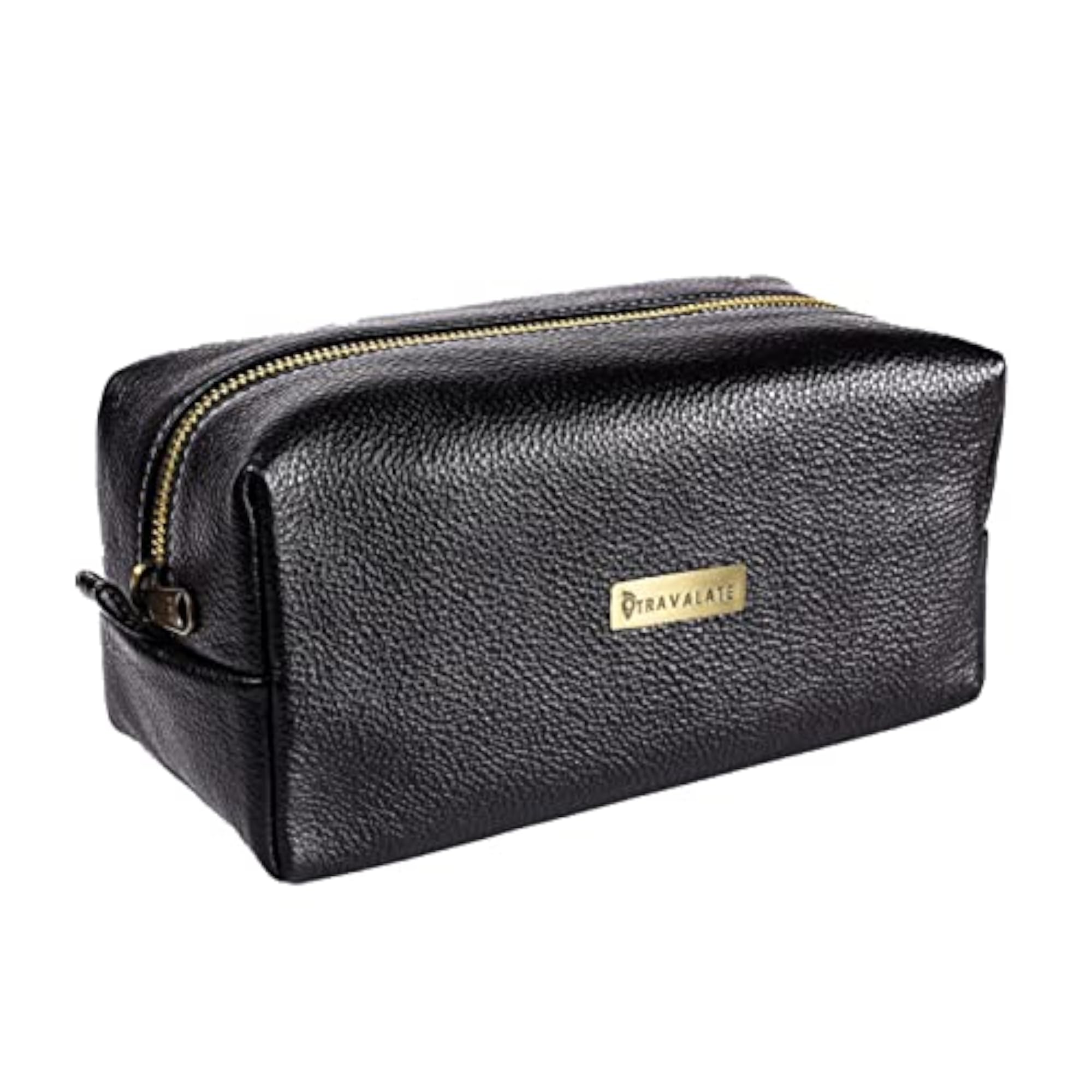 Genuine Leather Shaving Bag, Black DOP Kit