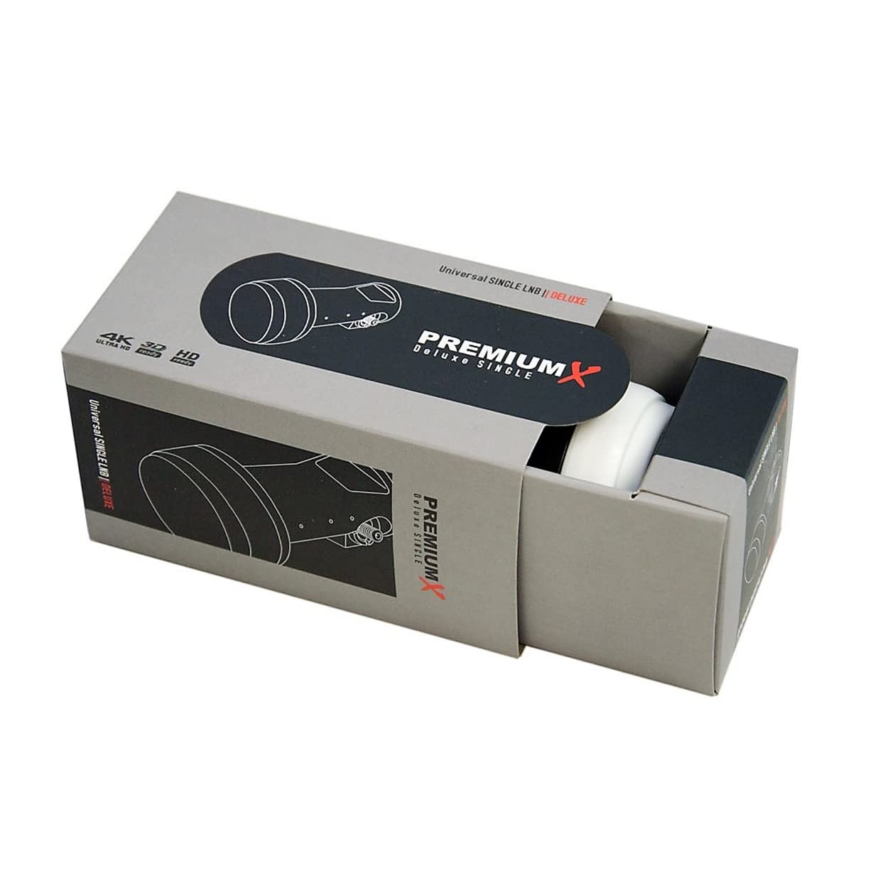 PremiumX Satelliten-Komplettanlage 60cm Satellitenschüssel Aluminium Deluxe Single LNB 4K UHD