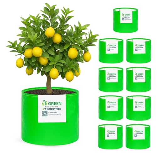 Image of HDPE Grow Bags for Plants 18X15 Inch (Pack of 10) | 260 GSM Heavy Duty UV-Protected Round Green Colour Plant Bags for Terrace and Vegetable Gardening | Strong & Reusable|