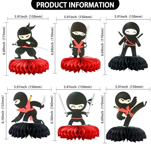 Centros de mesa ninja de nido de abeja para decorar cumples sin usar globos 3