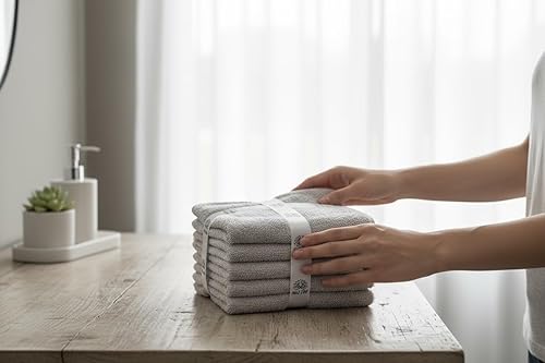 Miniatura 9 de Juego de 12 paños de lavado 100  algodón hilado en anillo paño grueso para pelo de bucle extra absorbente y suave toalla facial sin pelusas perfecto