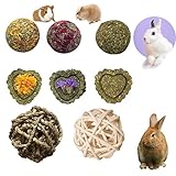 PD Bunny Chew Toys for Teeth, Natural Timothy Grass Small Animal Chew Toys, Mixed Grass and Molar...