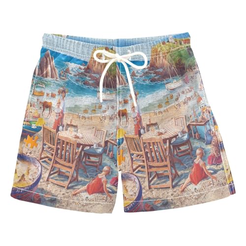 Kids Swim Trunks, Anti Chafe Swim Trunks for Boys 2 T, Piece Ocean Shore