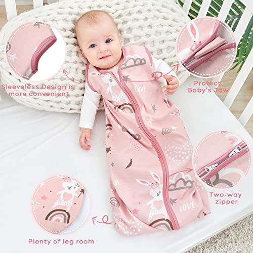 Looxii Baby Sleeping Bag 0.5 TOG 100% Cotton Soft Newborn Sleepsack Unisex Baby Wearable Blanket for Boys and Girls 6-12 Months - Pink - Image 2